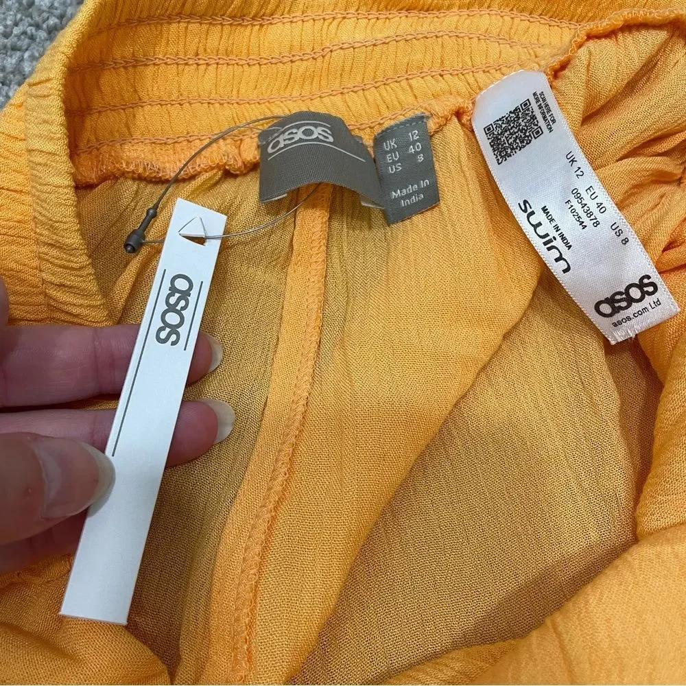 NWT ASOS Flourescent Orange Swim Cover Wide Leg  Pants Size 8